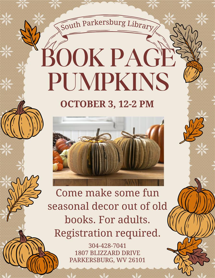 Book Page Pumpkins (South Parkersburg Library)